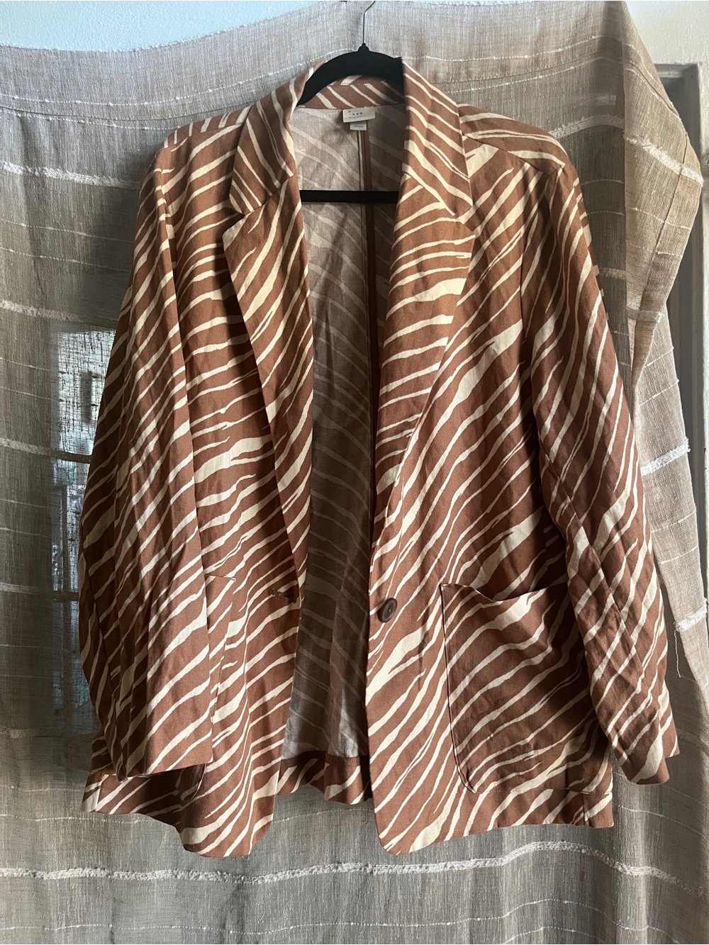 a new day Brown and Cream Zebra-Print Blazer